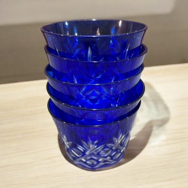 古董店 日本古物 江戶切子 手工製作 玻璃杯組 日式餐具 藍色玻璃 送禮推薦