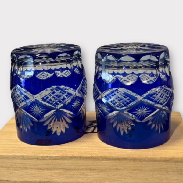 古董 古玩 收藏 擺設 禮品 江戶切子玻璃杯 日本切子杯 全新江戶切子 江戶切子禮盒 日式清酒杯 日本威士忌杯 藍色切子杯 日本手工玻璃 收藏級玻璃杯 日本傳統工藝品