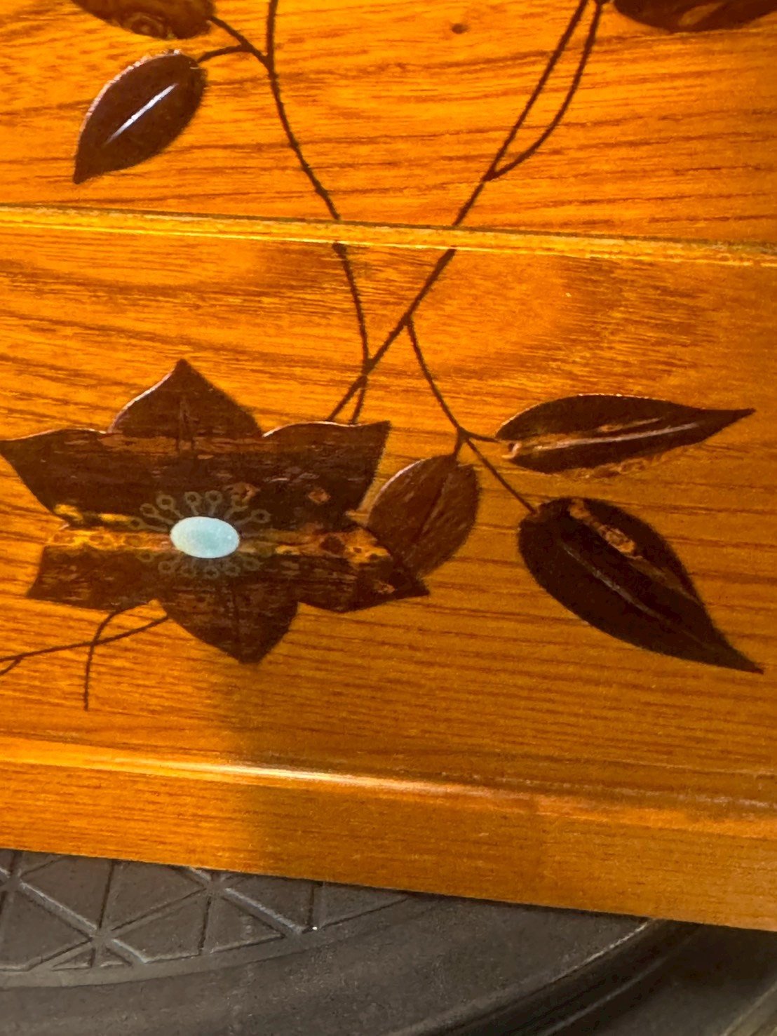 日本實木製鏤嵌螺鈿工藝 三層抽屜櫃:圖片 3