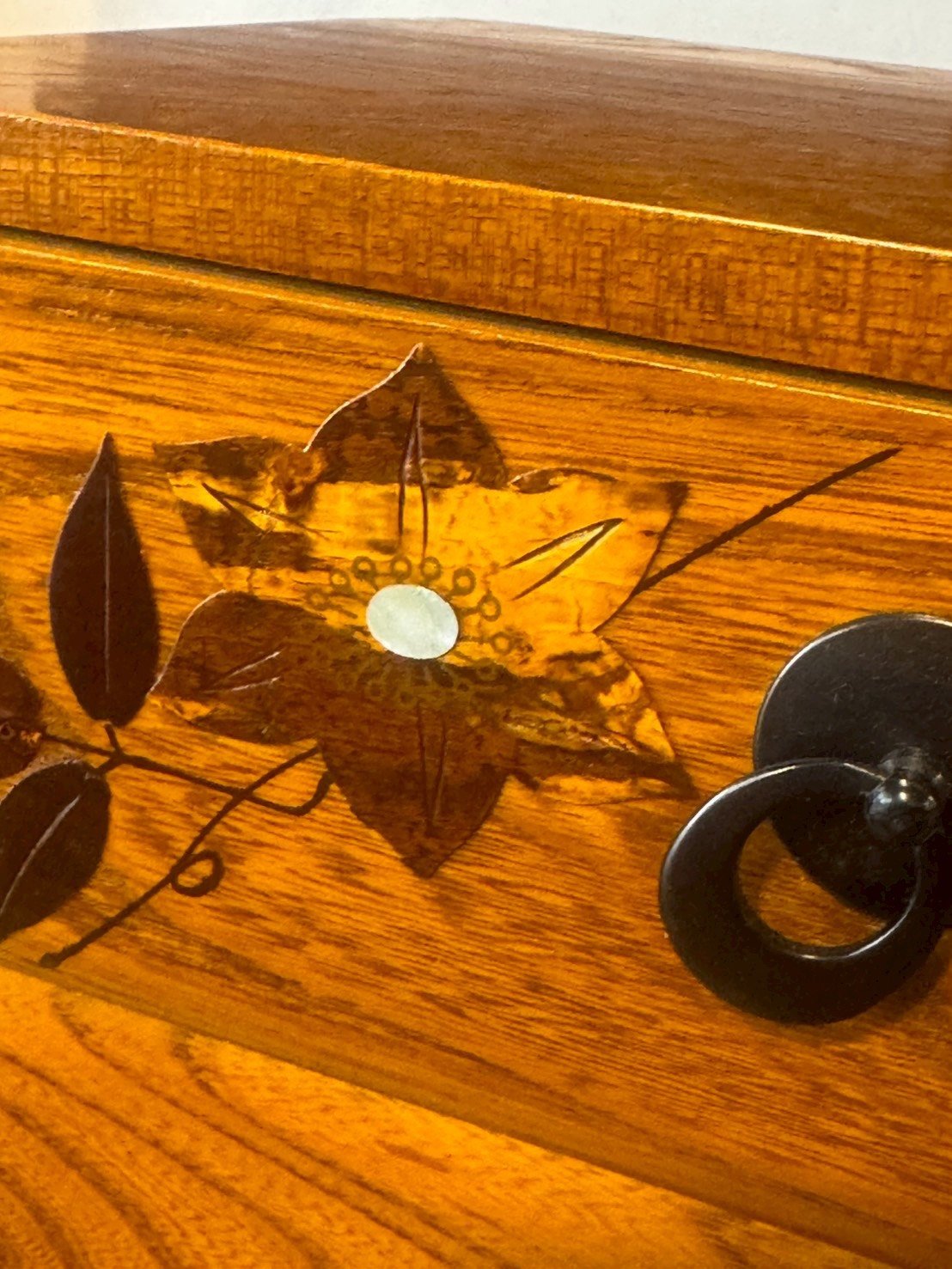 日本實木製鏤嵌螺鈿工藝 三層抽屜櫃:圖片 2