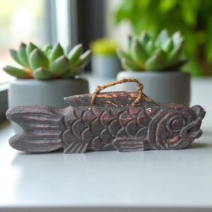 古董 古玩 古物收藏 木雕木魚 日本古物 鯉魚雕刻 日本佛教文物 魚形木磬 古董掛飾 日本寺廟用品 民藝風格擺飾 老件收藏 和風古董
