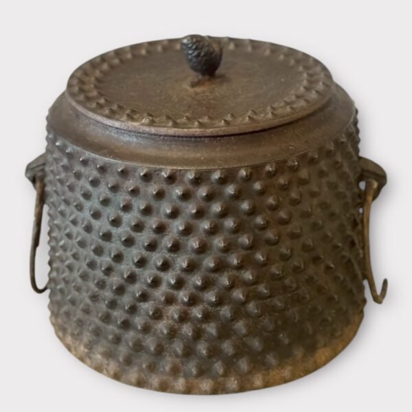 古董 古玩 古物收藏 日本鐵釜 日本鑄鐵壺 南部鐵器 茶道用具 霰文鐵壺 古董鐵壺 日本茶道具 昭和茶器 鑄鐵煮水壺 日式老件壺