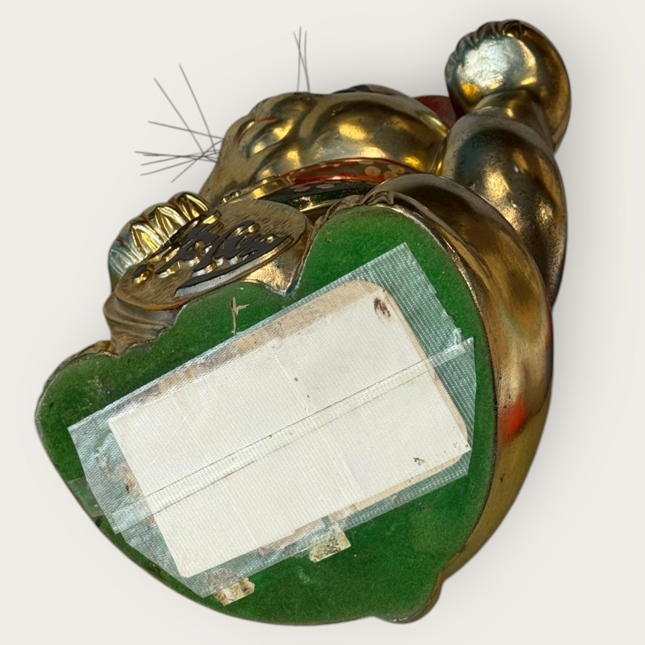 古董 古玩 收藏 日本昭和期招財貓 陶瓷金色招財貓 右手招福貓 日本老件擺飾 昭和商店文化 日本吉祥物收藏 金漆陶瓷貓 招財貓擺設 日本風水擺件 大行日本藝術倉儲