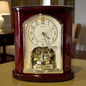 古董 古玩 收藏 CITIZEN授勳紀念桌鐘 日本西鐵城桌鐘 昭和紀念鐘 水晶旋轉擺飾桌鐘 日製石英座鐘 高級木紋鐘 日本節慶紀念品 辦公室典雅擺設 授獎紀念禮品 大行日本藝術倉儲