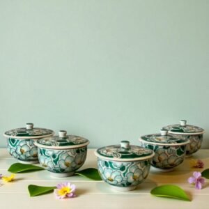 古董 古玩 收藏 日本九谷燒 九谷燒蓋杯 九谷華款 手繪上繪彩 日本茶碗蒸碗 和風茶具組 日本陶瓷器 日本手繪瓷器 日式餐具禮盒 大行日本藝術倉儲