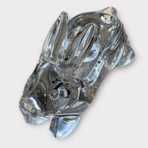 古董 古玩 收藏 大行日本藝術倉儲 日本水晶玻璃兔 玻璃兔子擺飾 日本玻璃工藝品 水晶玻璃動物造型 極簡風家居擺件 兔子裝飾品 開運躍進兔擺飾 書房桌面擺飾推薦 日本老件玻璃收藏 玄關招福擺設