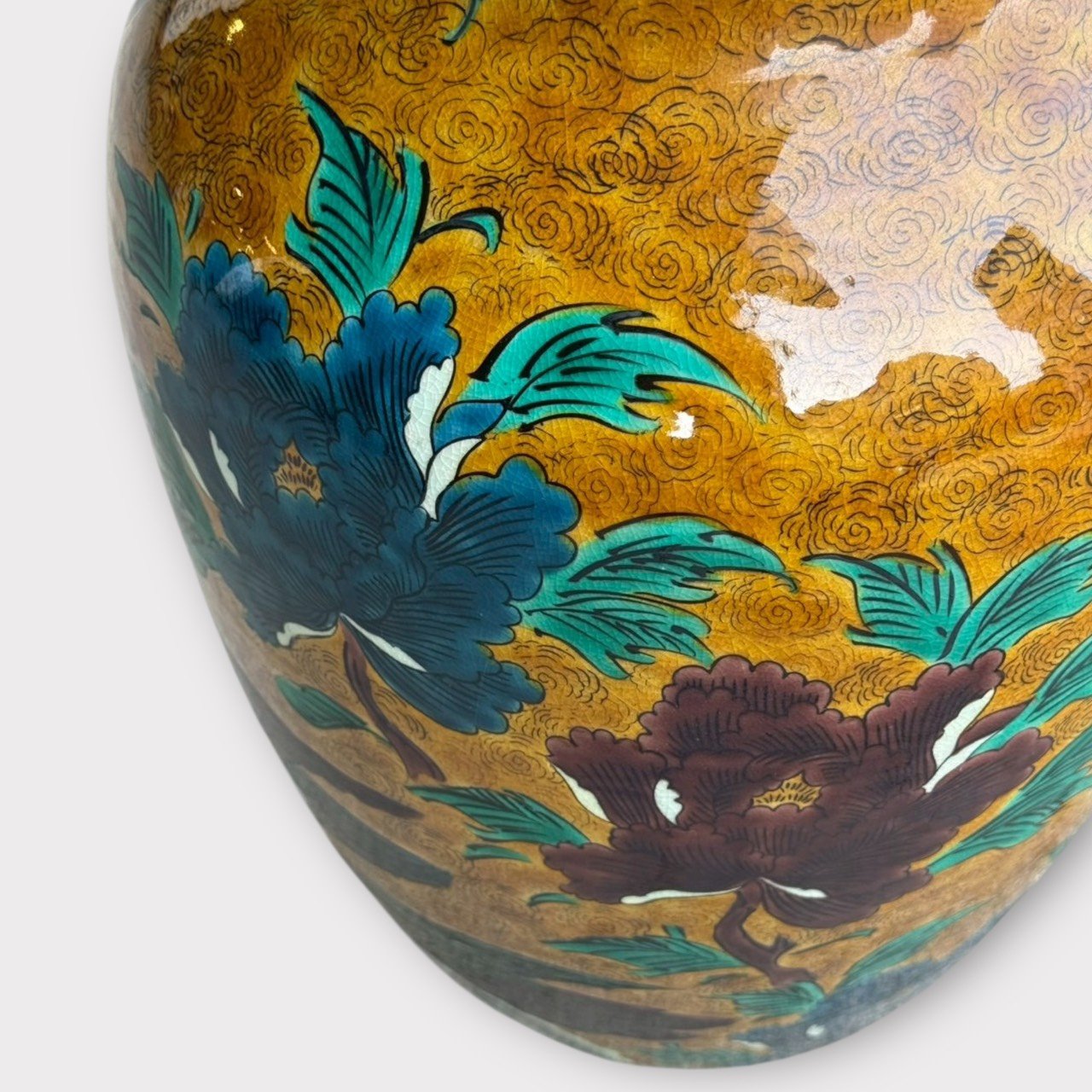 古董 古玩 收藏 花瓶推薦 大行日本藝術倉儲 日本大型花 手繪瑞鳥牡丹 日式端景花器 居家佈置花瓶 大型陶瓷花器 日本老件花瓶 玄關端景擺飾 商業空間裝飾花瓶 復古藝術花瓶 高60公分花器