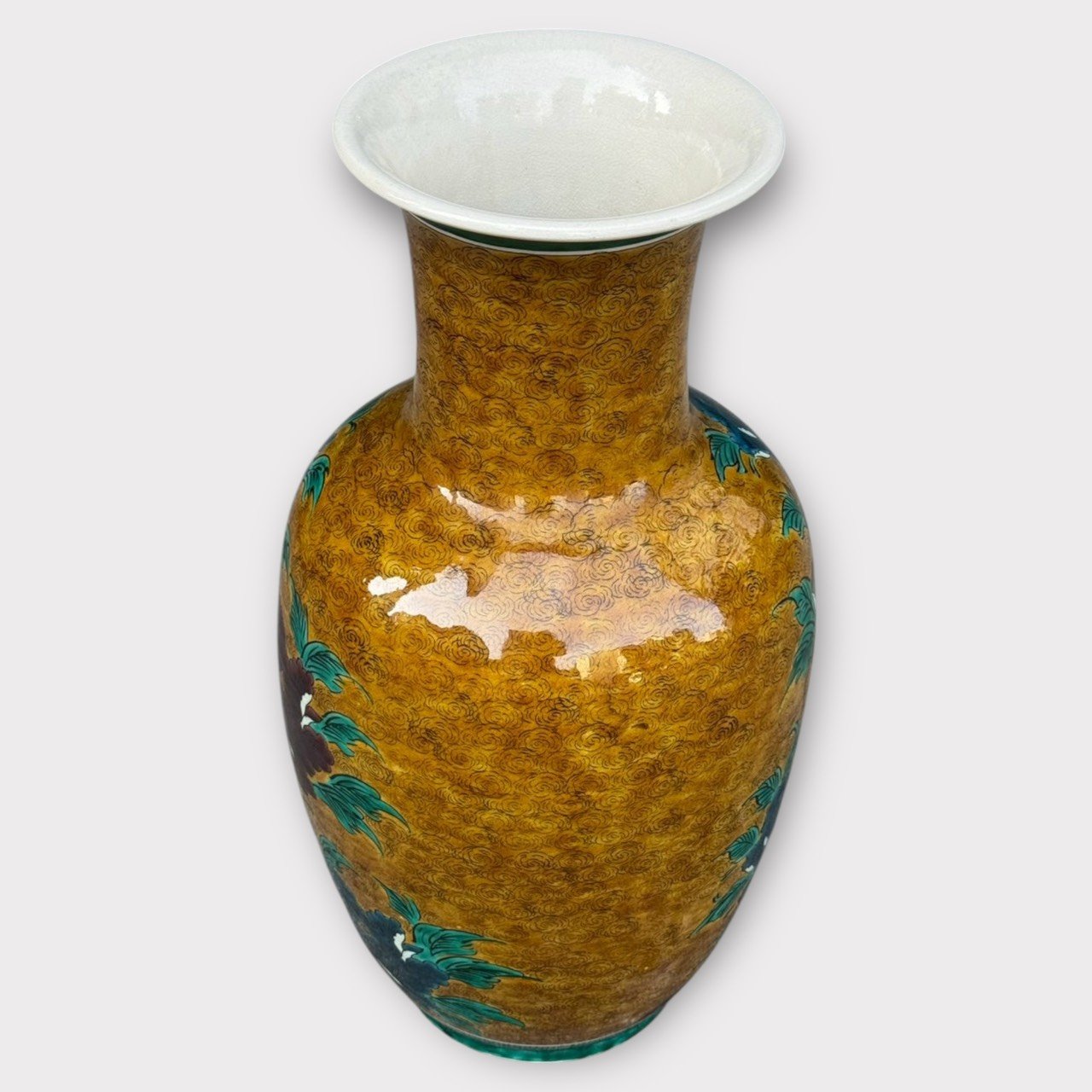 古董 古玩 收藏 花瓶推薦 大行日本藝術倉儲 日本大型花 手繪瑞鳥牡丹 日式端景花器 居家佈置花瓶 大型陶瓷花器 日本老件花瓶 玄關端景擺飾 商業空間裝飾花瓶 復古藝術花瓶 高60公分花器