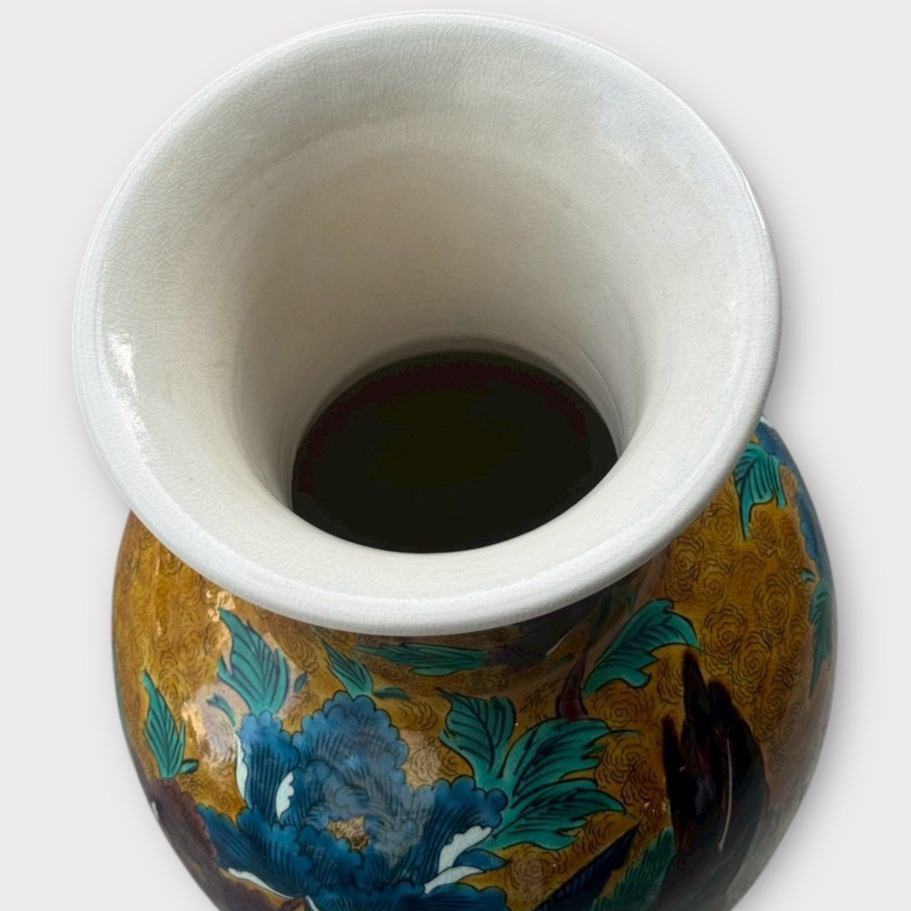 古董 古玩 收藏 花瓶推薦 大行日本藝術倉儲 日本大型花 手繪瑞鳥牡丹 日式端景花器 居家佈置花瓶 大型陶瓷花器 日本老件花瓶 玄關端景擺飾 商業空間裝飾花瓶 復古藝術花瓶 高60公分花器