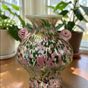 大型日本藝術倉儲 古董 收藏 日本古物 日本龜井玻璃 KAMEI GLASS 大阪 昭和復古藝術玻璃 手工吹製花瓶 彩繪斑斕花器 雙耳藝術玻璃收藏 日式中世紀現代風 印象派色彩家居 日本古物玻璃鑑定 高階室內軟裝擺飾