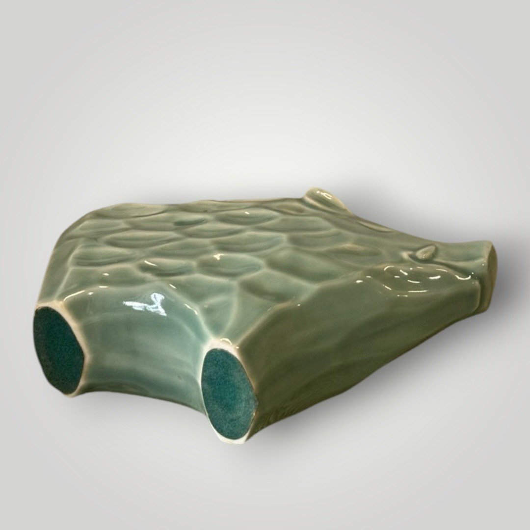 日本職人青瓷山豬「開運干支」置物(附木製底版):圖片 6