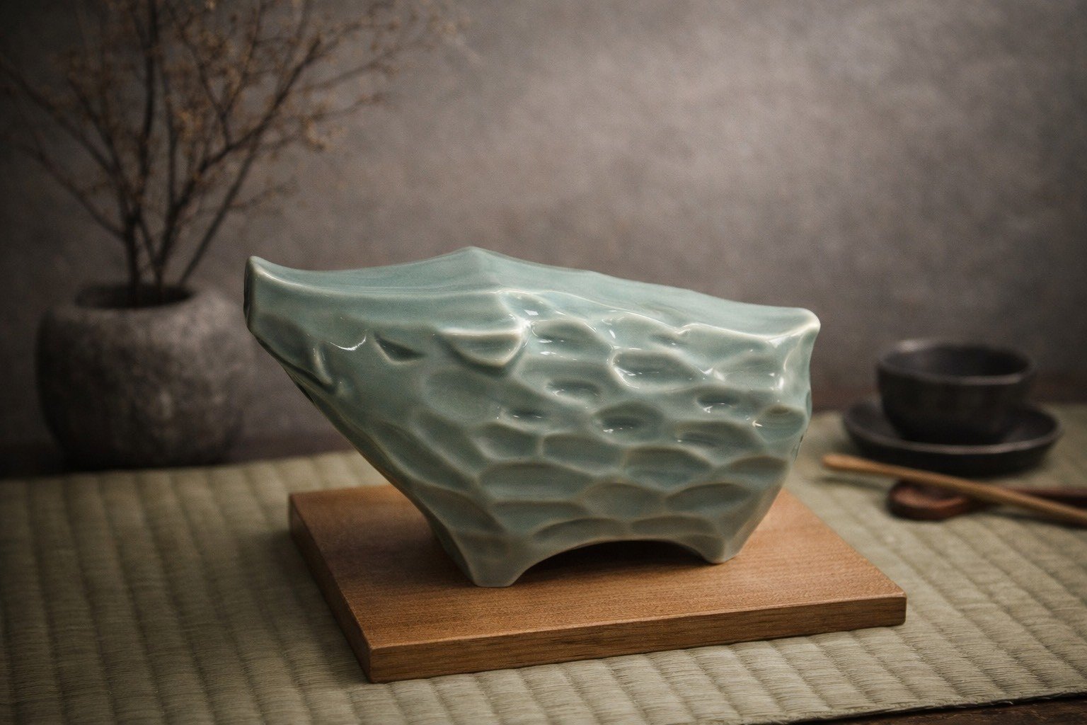 大行日本藝術倉儲 古董 收藏 拍賣 日本青瓷置物 山豬造型裝飾 開運干支擺飾 職人青瓷工藝 現代和風軟裝 陶瓷山豬收藏 居家風水藝品 辦公室療癒擺件 侘寂風格選物 勇氣象徵開運物