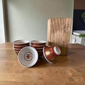 古董 古玩 收藏 大行日本藝術 日本金襴手茶杯 日本茶杯 日本茶道具 日本茶器 金彩茶杯 日本古董茶杯 茶道收藏 共箱茶杯 日本古物 日式茶具