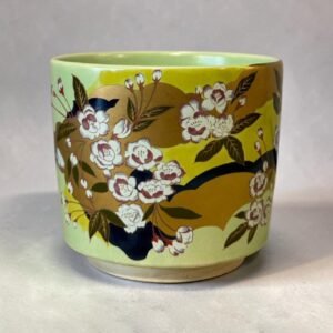 日本清水燒茶碗 京燒茶碗 日本茶道茶碗 櫻花金彩茶碗 和風陶瓷茶碗 日本陶瓷收藏 日式茶器 日本茶道用品 京都燒陶瓷 和風居家擺飾 古董 古物 收藏 大行日本藝術倉儲