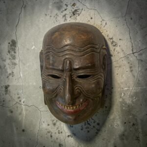 日本伎樂面 日本太孤父面具 日本木雕面具 伎樂面收藏 日本古面具 日本傳統面具 日本老件木雕 飛鳥時代伎樂藝術 日式和室擺飾 日本民藝壁掛 古董 古物 收藏 大行日本藝術倉儲