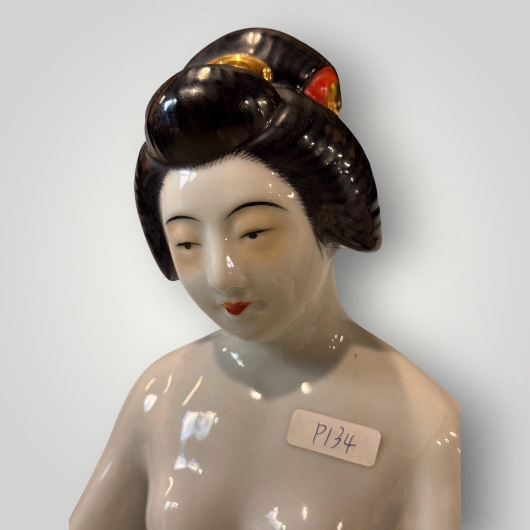 九谷燒風格艶姿美人人形|裸婦陶瓷人物置物:圖片 5